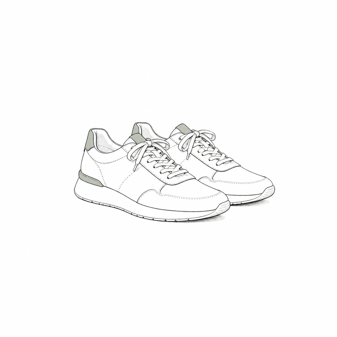 Scarpe da passeggio illustrate nello stile editoriale NAGI
